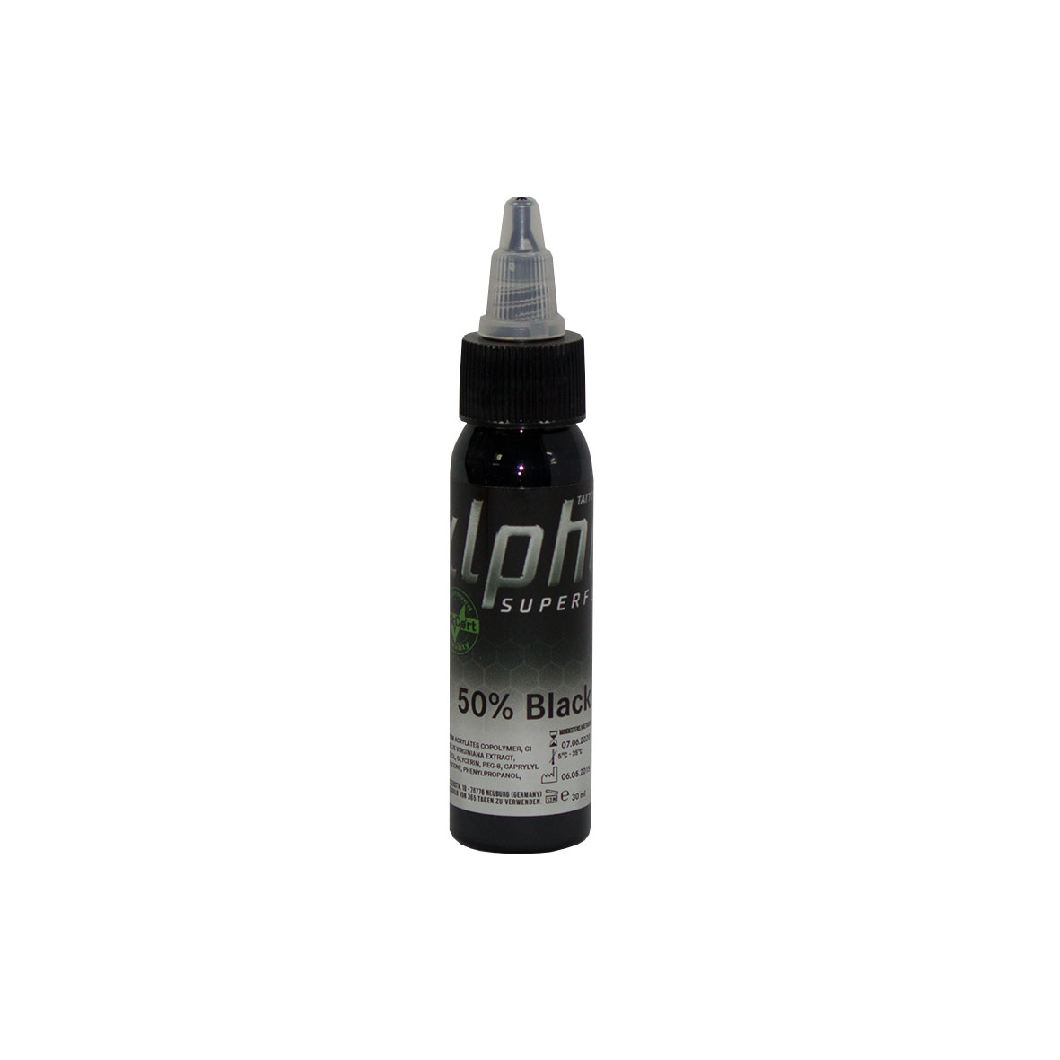 alpha SUPERFLUID 50% Black, 30 ml Tätowierfarbe
